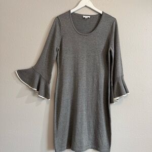 Calvin Klein Grey Bell Sleeve Knit Sweater Dress - Size L